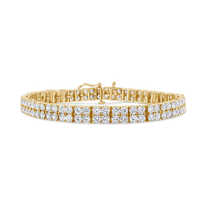 14K Yellow Gold 10.0 Cttw Diamond 2 Row Tennis Bracelet