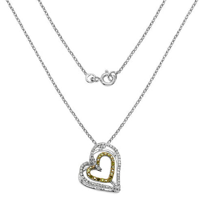 Sterling Silver White Diamond & Yellow Diamond Pendant