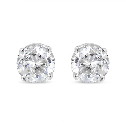 14K White Gold Round Cut Diamond Solitaire Stud Earrings (1/2 cttw, H-I Color, SI1-SI2 Clarity)