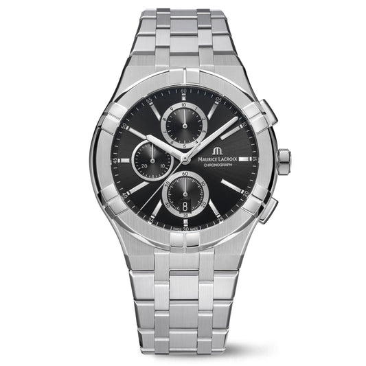 Stainless Steel 42mm Black Dial Bracelet Watch