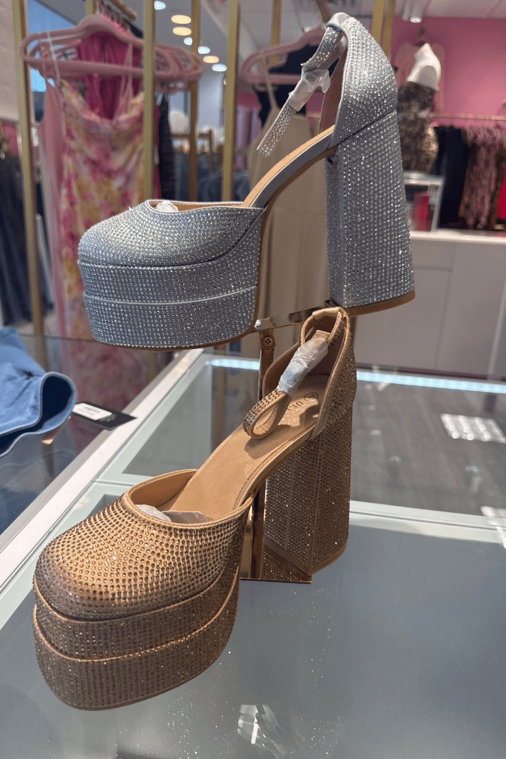 Angelica Sky High Bling Platform Strap Heel