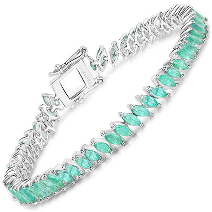 Sterling Silver Zambian Emerald Tennis Bracelet