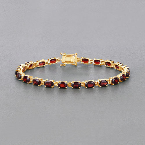 14K Yellow Gold Plated Sterling Silver Garnet Tennis Bracelet