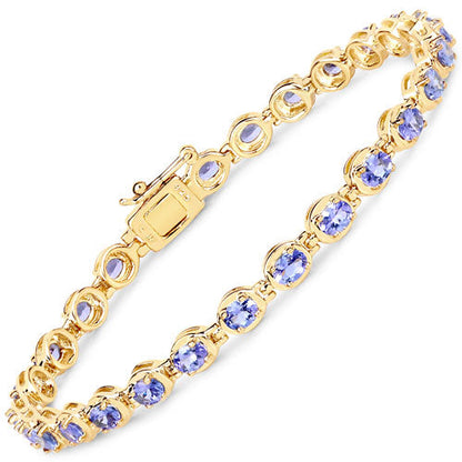 14K Yellow Gold Plated Sterling Silver Tanzanite Tennis Bracelet