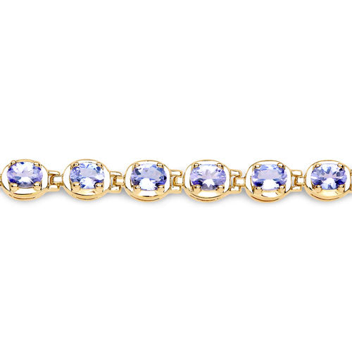 14K Yellow Gold Plated Sterling Silver Tanzanite Tennis Bracelet