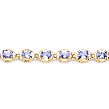 14K Yellow Gold Plated Sterling Silver Tanzanite Tennis Bracelet