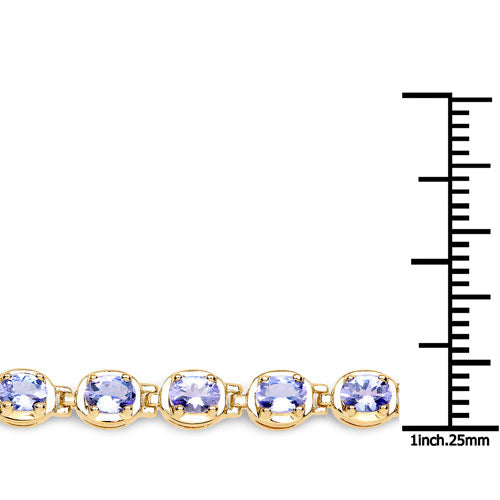 14K Yellow Gold Plated Sterling Silver Tanzanite Tennis Bracelet