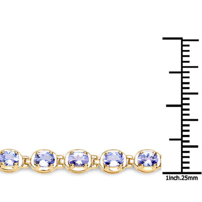 14K Yellow Gold Plated Sterling Silver Tanzanite Tennis Bracelet