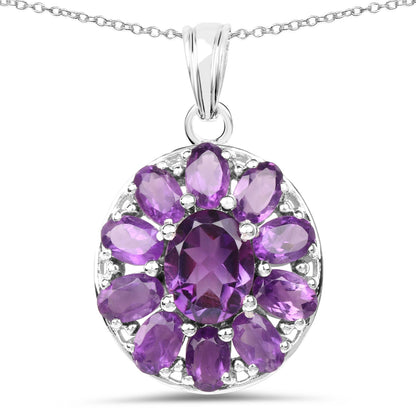 Sterling Silver Amethyst Floral Pendant