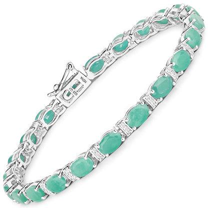 .925 Sterling Silver Emerald and White Topaz Bracelet