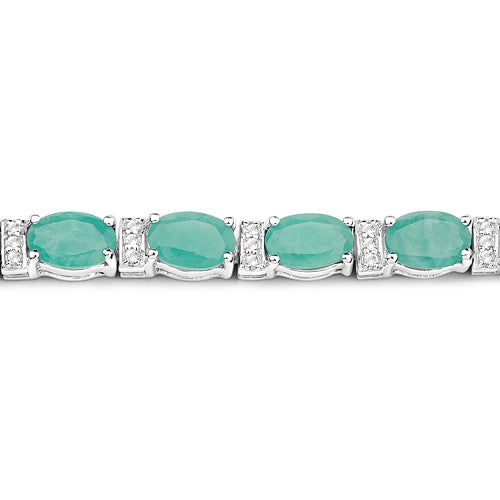 .925 Sterling Silver Emerald and White Topaz Bracelet