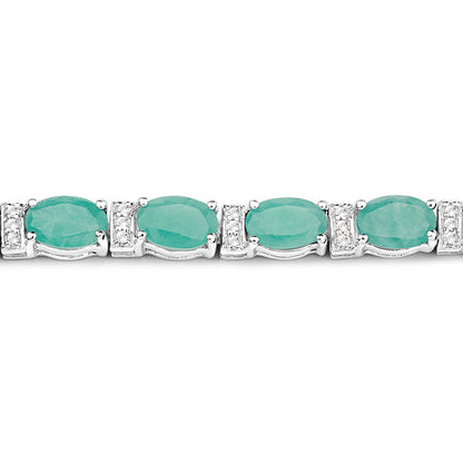 .925 Sterling Silver Emerald and White Topaz Bracelet