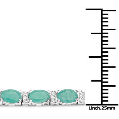 .925 Sterling Silver Emerald and White Topaz Bracelet