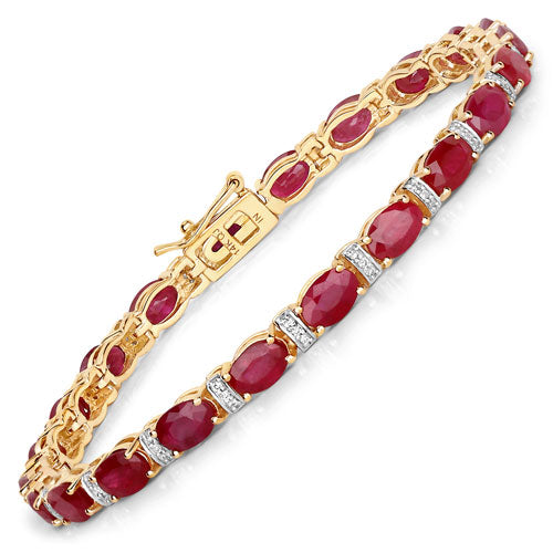 14K Yellow Gold Ruby and Diamond Tennis Bracelet