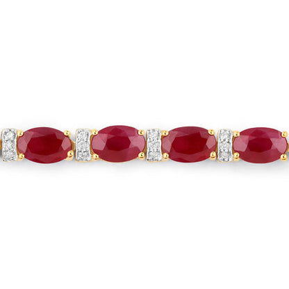 14K Yellow Gold Ruby and Diamond Tennis Bracelet
