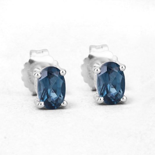 Sterling Silver London Blue Topaz Stud Earrings