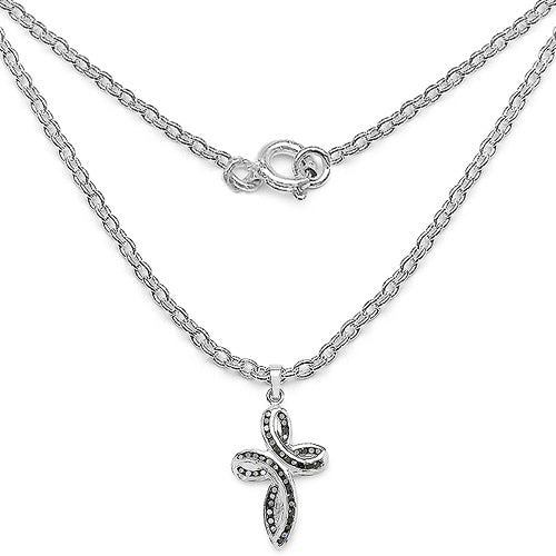 Sterling Silver Black Diamond Cross Pendant