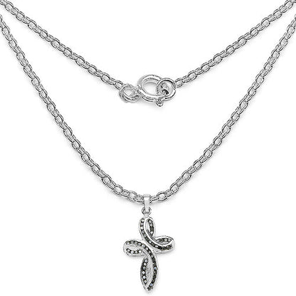 Sterling Silver Black Diamond Cross Pendant