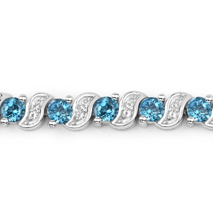 Sterling Silver London Blue Topaz and White Topaz Bolo Bracelet