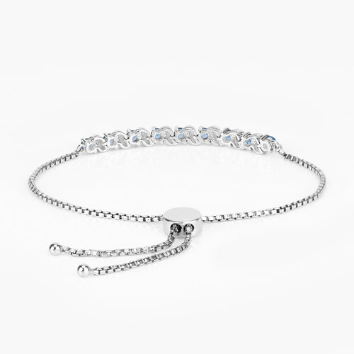Sterling Silver London Blue Topaz and White Topaz Bolo Bracelet