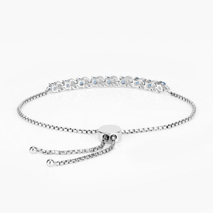 Sterling Silver London Blue Topaz and White Topaz Bolo Bracelet