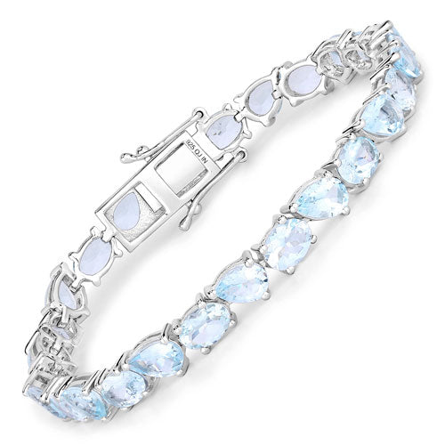 Sterling Silver 16.20 CTW Aquamarine Tennis Bracelet