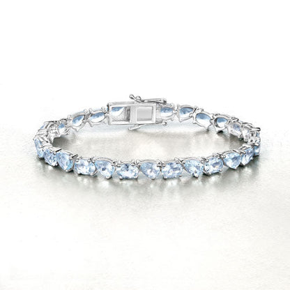 16.20 Carat Genuine Aquamarine .925 Sterling Silver Bracelet