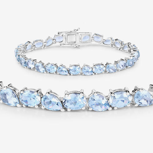 16.20 Carat Genuine Aquamarine .925 Sterling Silver Bracelet