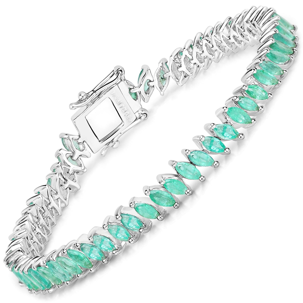 Sterling Silver Zambian Emerald Tennis Bracelet