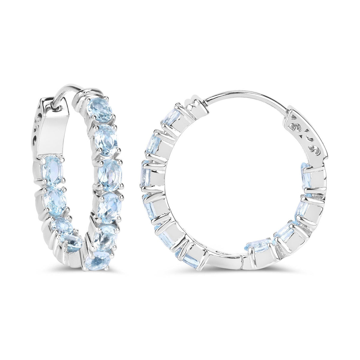 Sterling Silver Blue Topaz Hoop Earrings