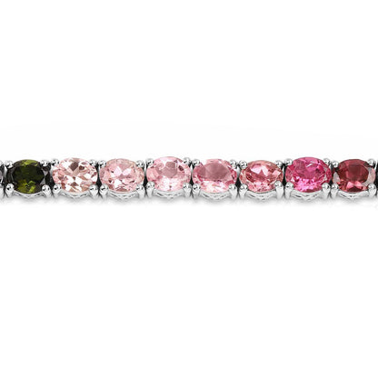 .925 Sterling Silver Pink, Green, and Brown Tourmaline Bracelet