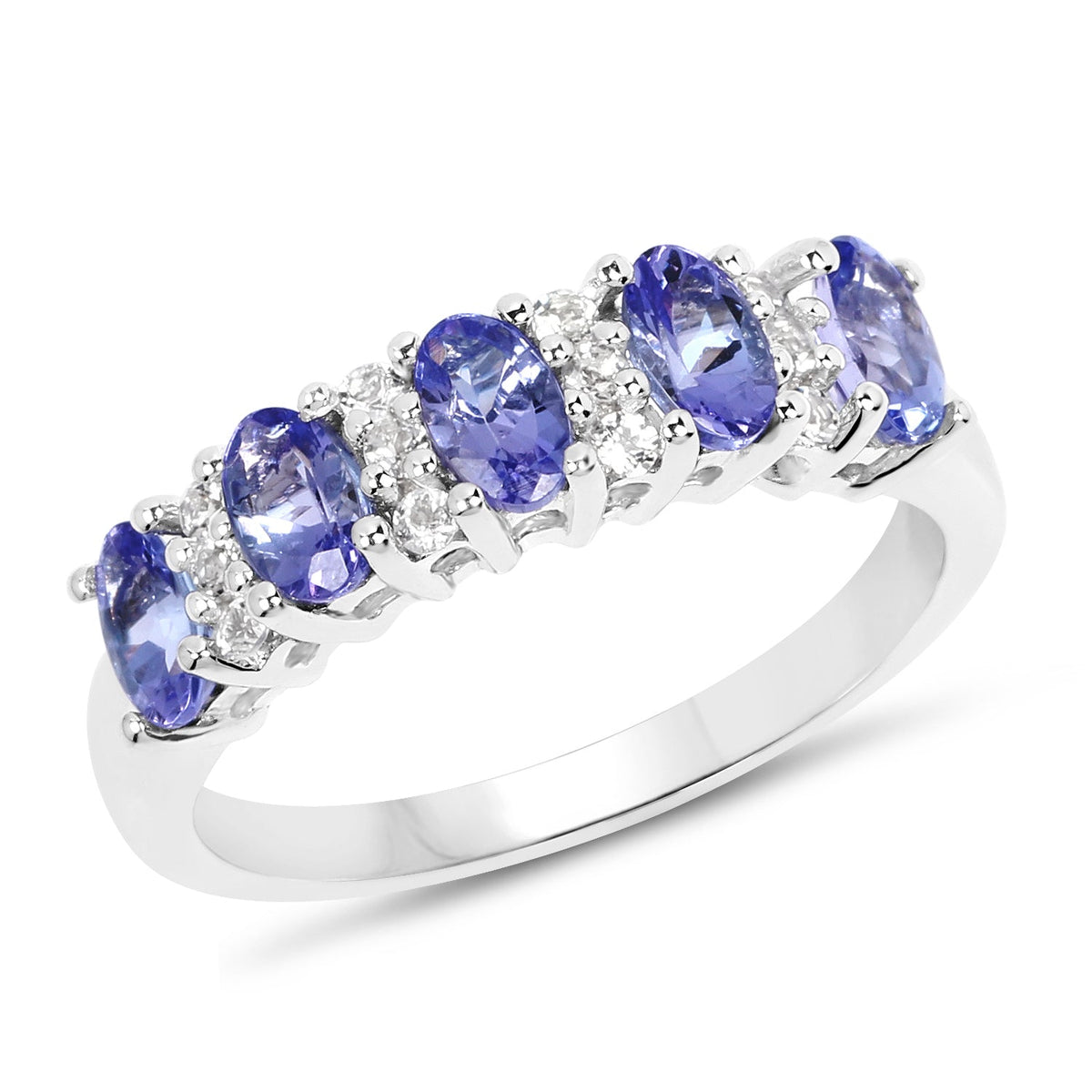 Tanzanite and White Topaz Sterling Silver Ring