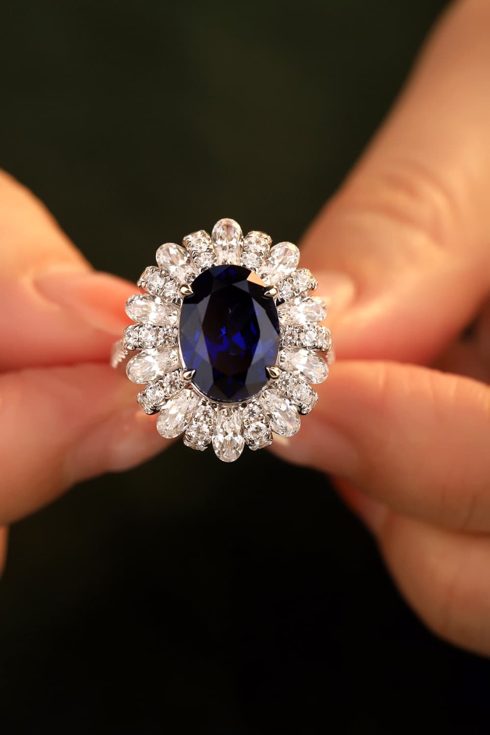 5 Carat Lab-Grown Sapphire Flower Shape Ring - Undeniably LUXE