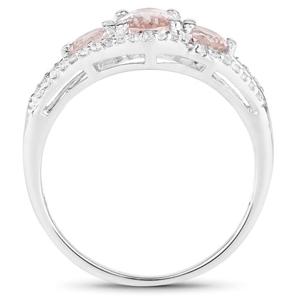 Sterling Silver Morganite & White Topaz Ring