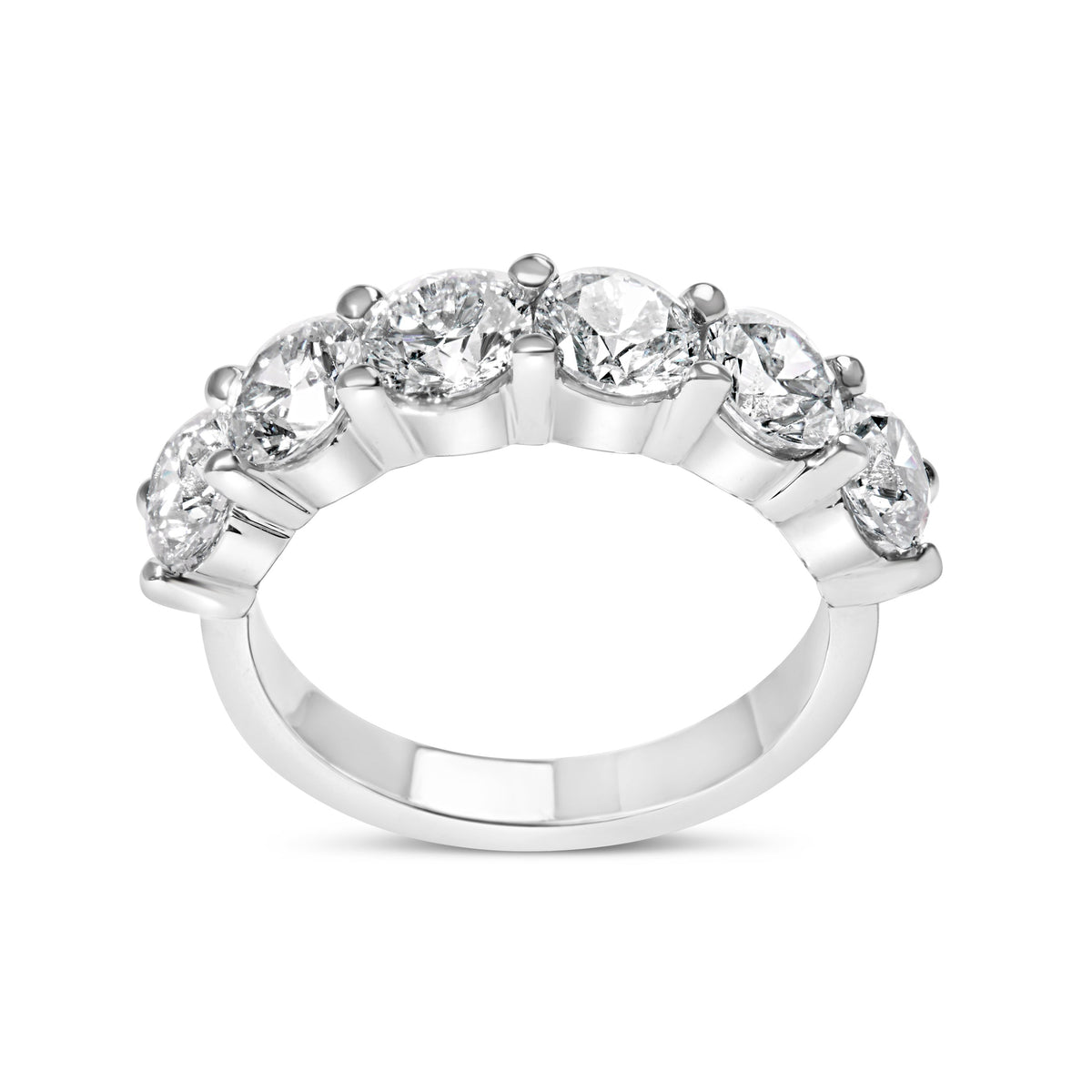 14K White Gold Lab-Grown Diamond Shared Prong 6-Stone Band Ring