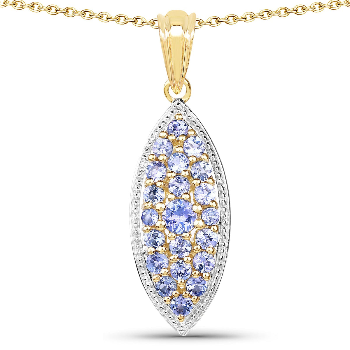 14K Yellow Gold Plated Sterling Silver Tanzanite Pendant