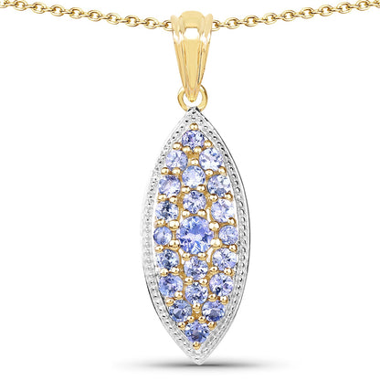14K Yellow Gold Plated Sterling Silver Tanzanite Pendant