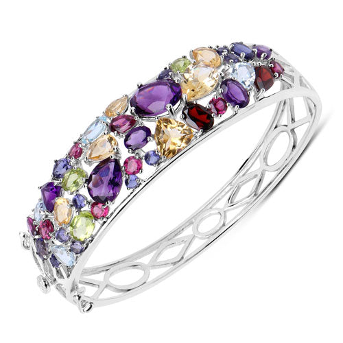 Sterling Silver Multi-Stone Bangle Bracelet