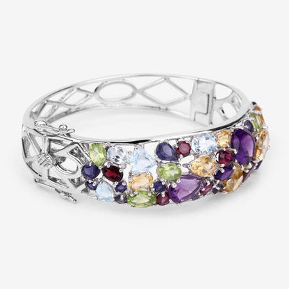 Sterling Silver Multi-Stone Bangle Bracelet