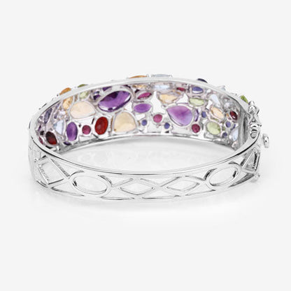 Sterling Silver Multi-Stone Bangle Bracelet
