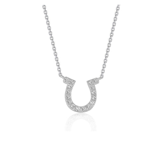UndeniablyLUXE Diamond Horseshoe Pendant Necklace in 14k White Gold