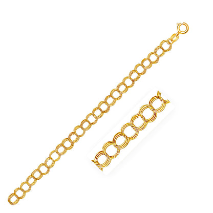 14K Yellow Gold Triple Link Charm Bracelet