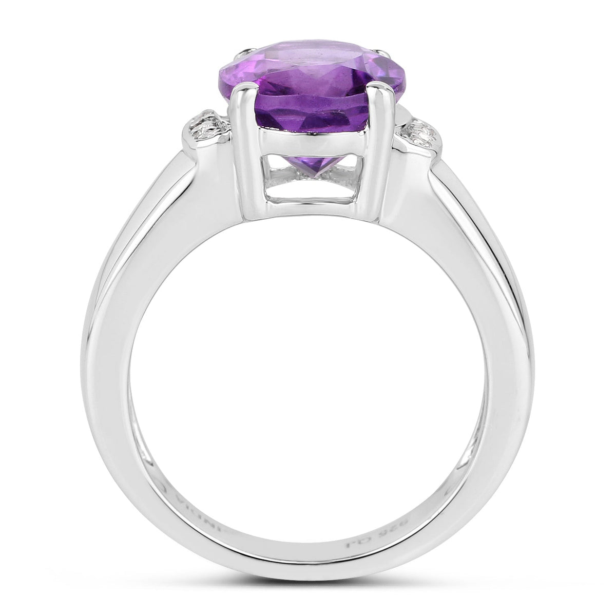 Amethyst and White Topaz Sterling Silver Ring