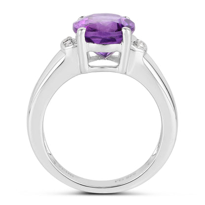 Amethyst and White Topaz Sterling Silver Ring