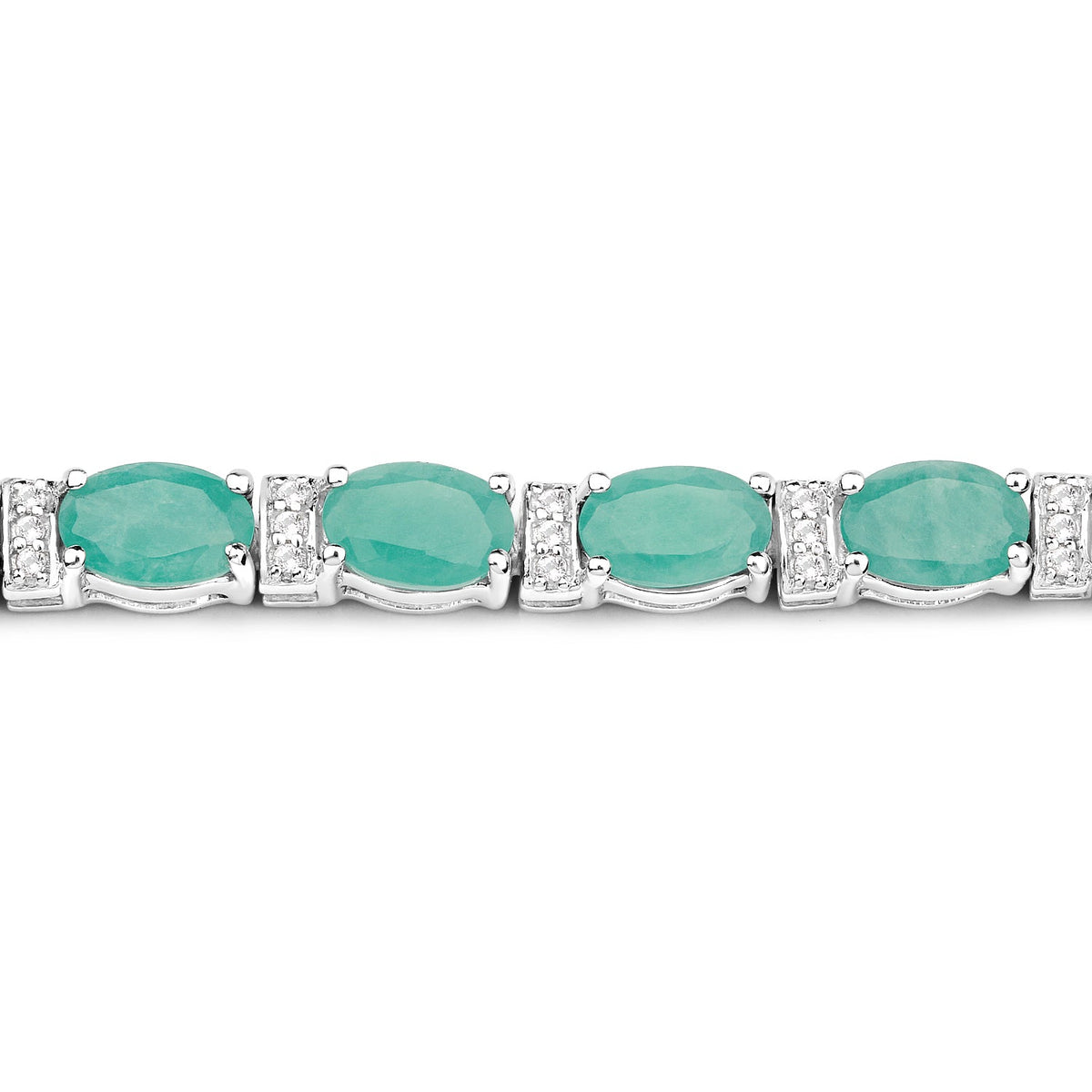 .925 Sterling Silver Emerald and White Topaz Bracelet