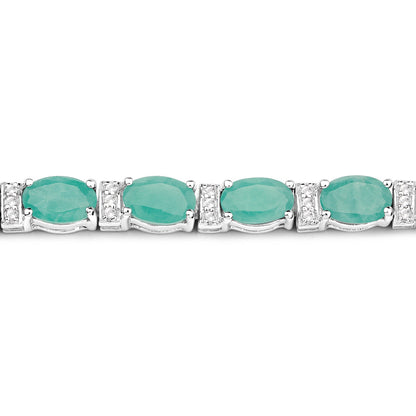 .925 Sterling Silver Emerald and White Topaz Bracelet