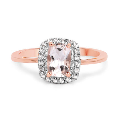 14K Rose Gold Plated Sterling Silver Morganite and White Topaz Ring