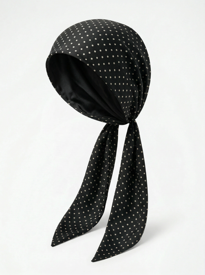 Pure Silk Floral Headscarf with Ties – Sage Print