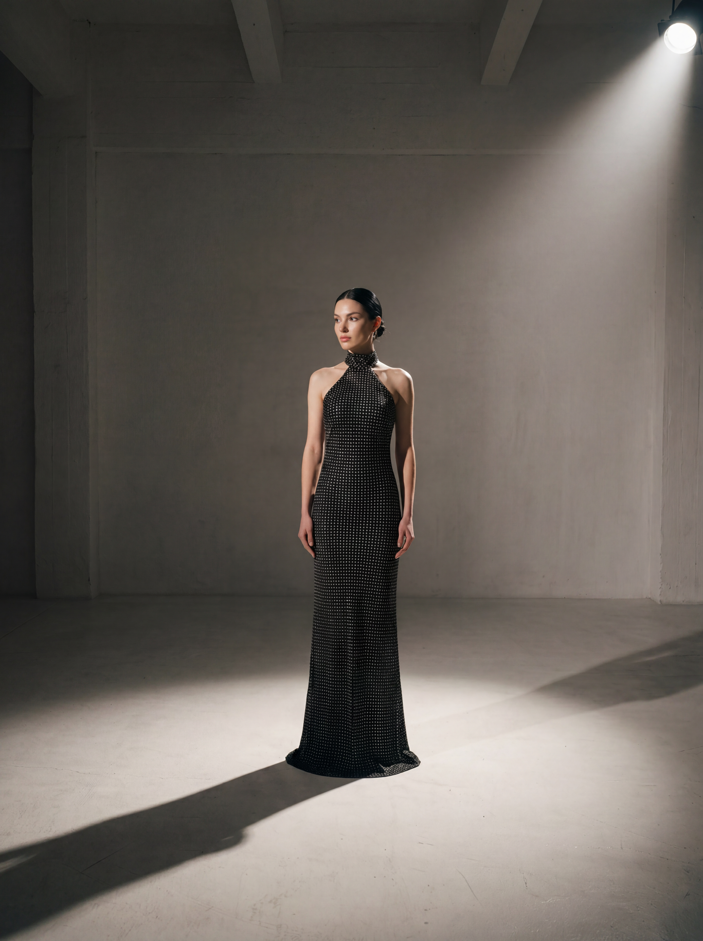 Silk Halter Neck Gown – Bias-Cut, Open Back