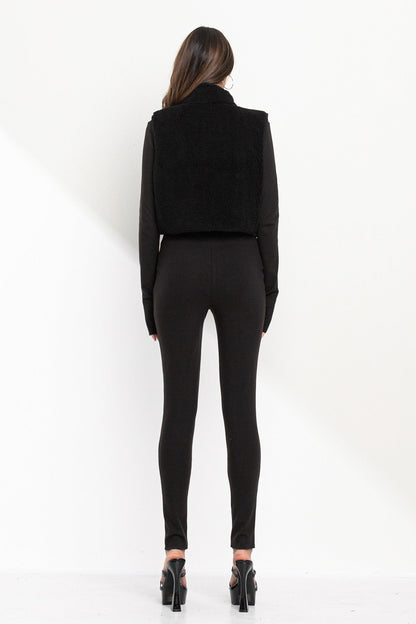 Brianna Cropped High Neck Vest | Contrast Detail Street Style Top